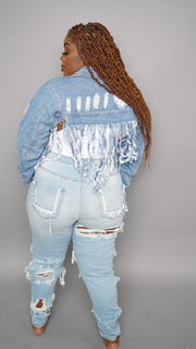 Down South Chick Distressed Denim Jacket